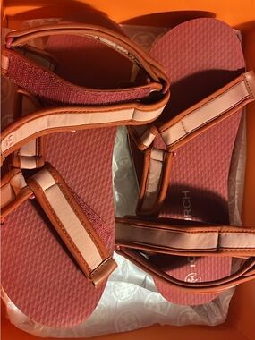Tory Sport Pink and Orange Strappy Sport Sandals